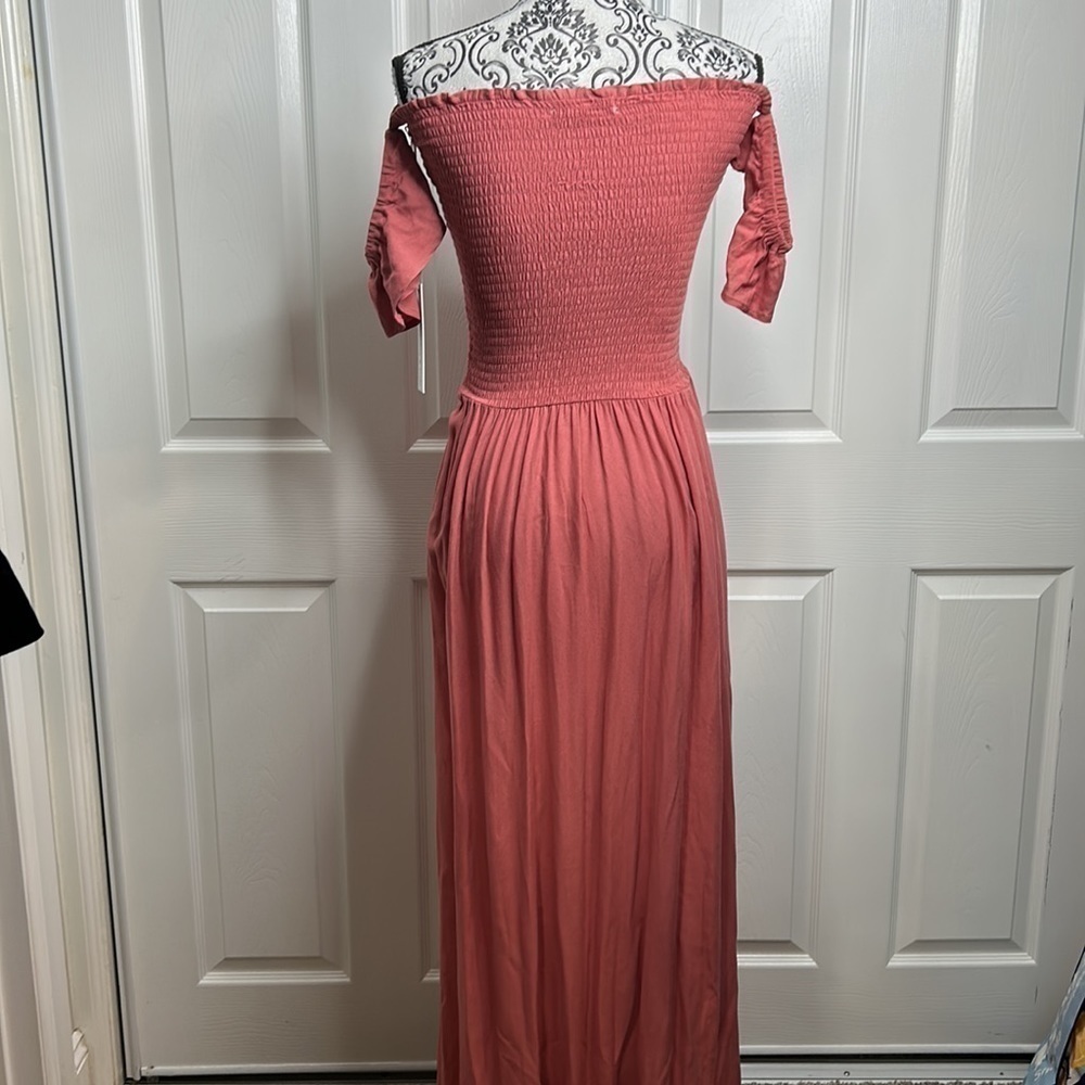 Young Fabulous & Broke maxi mauve smocked off the shoulder‎ maxi dress M Long - Picture 5 of 6
